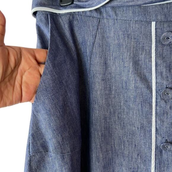 TALBOTS Chambray Blue Linen Blend Midi Skirt Size 14 - Picture 9 of 16